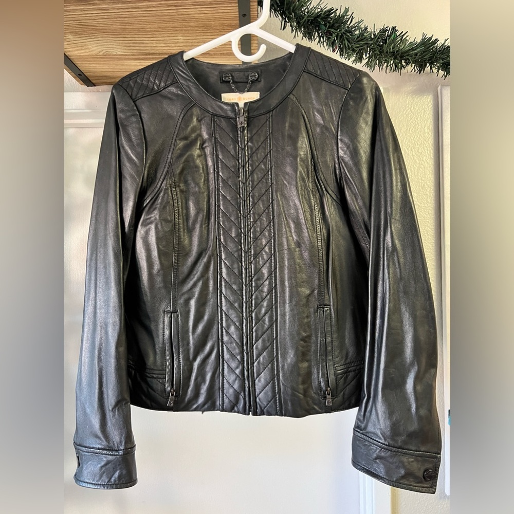 Tory Burch Size 10 Black Leather Jacket - Great Condition!